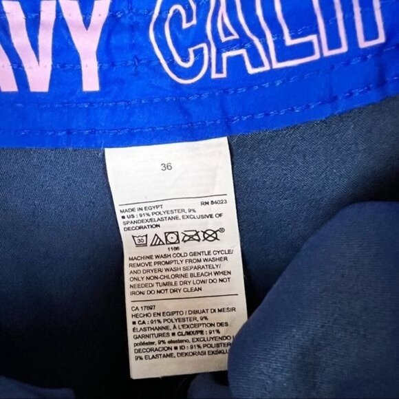 Old Navy Mens Colorblock Drawstring Board Shorts 36 Blue Pink Swim Trunks Beach - Picture 4 of 5